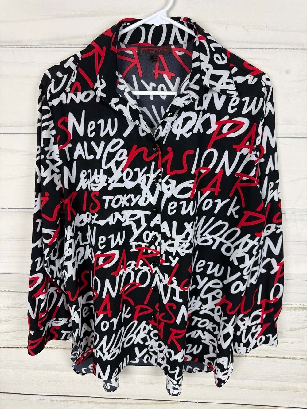 Mishca City Print Button Down Shirt Size L